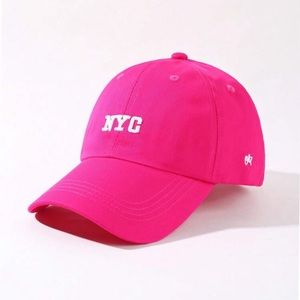 Adjustable Hot Pink & White Embroidered ‘NYC’ Baseball Cap OS New